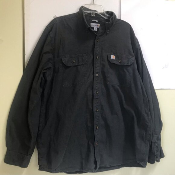 Carhartt Cotton Loose Fit Midweight XL Tall Chambray Long Sleeve Shirt Casual Gr - Picture 4 of 16